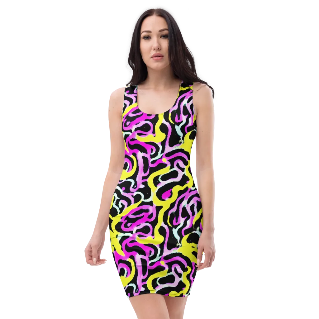 Laser Loops on Bodycon Dress — Front