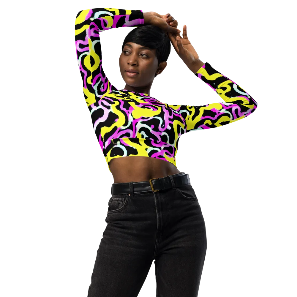 Laser Loops on Long Sleeve Crop Top — Front