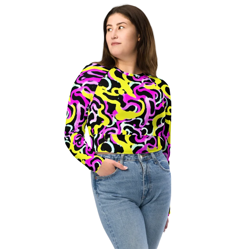Laser Loops on Long Sleeve Crop Top — Front