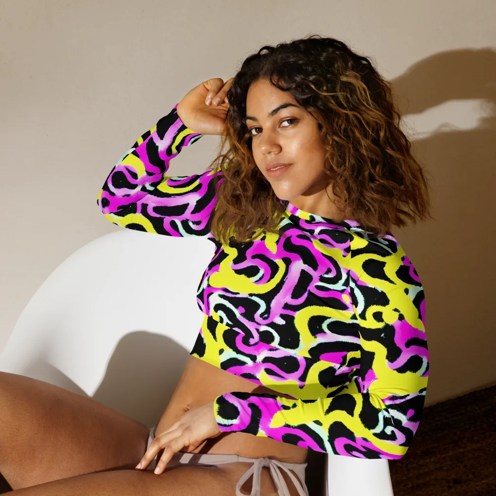 Laser Loops on Long Sleeve Crop Top — Left Front