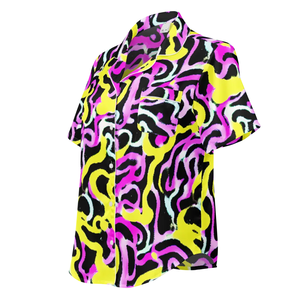 Laser Loops on Women's Short Sleeve Pajama Top — Left Front