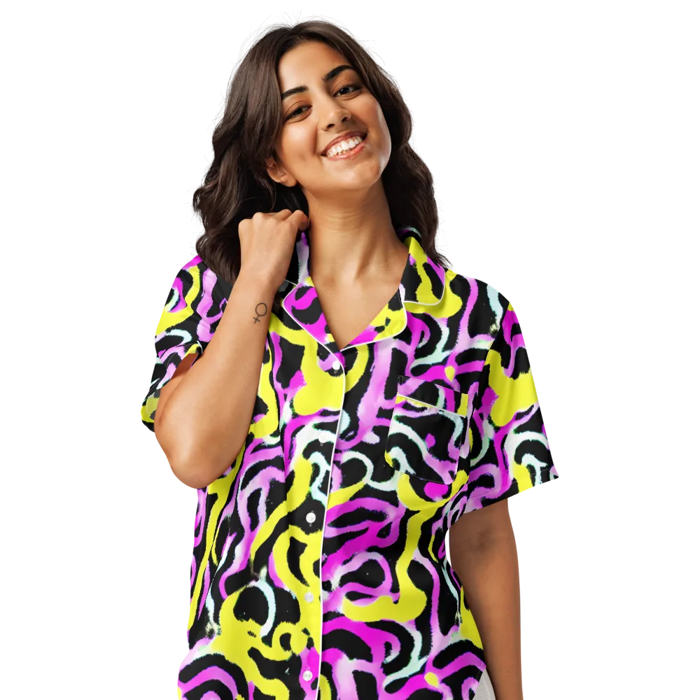 Laser Loops on Women's Short Sleeve Pajama Top — Front