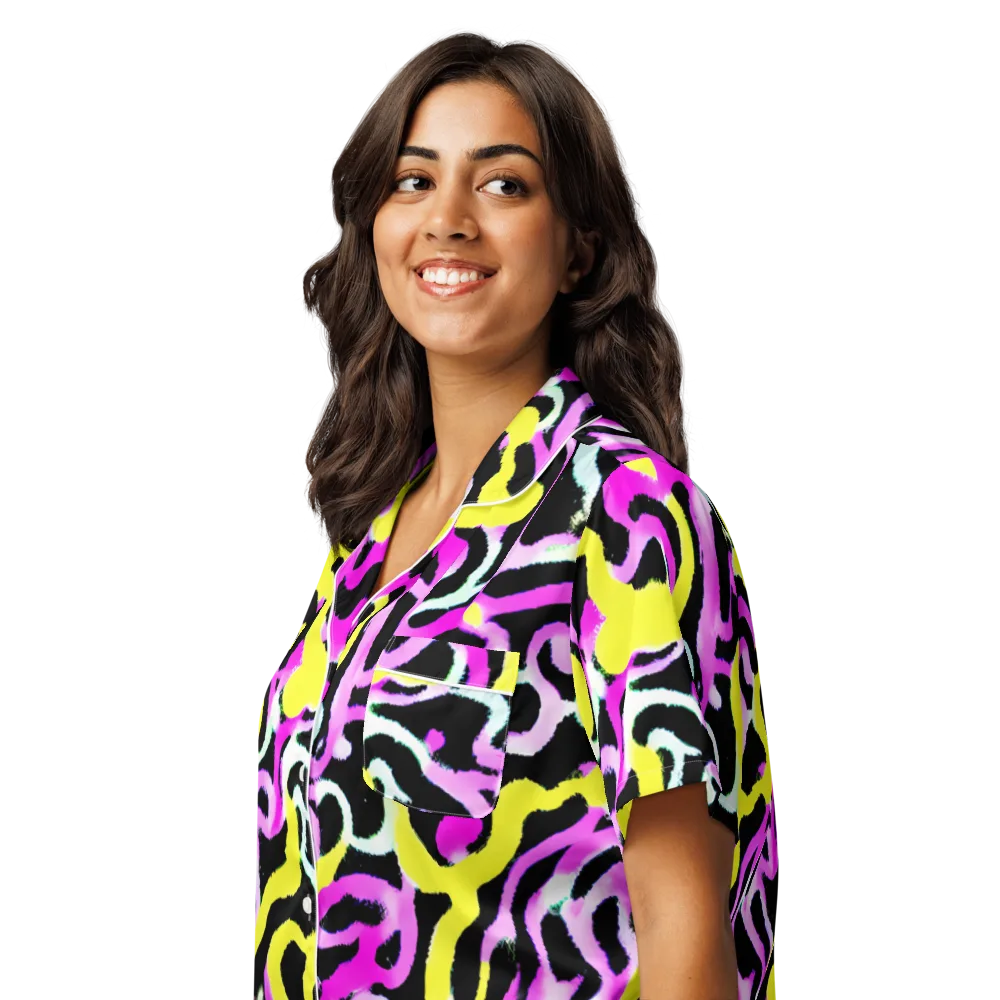 Laser Loops on Women's Short Sleeve Pajama Top — Left Front