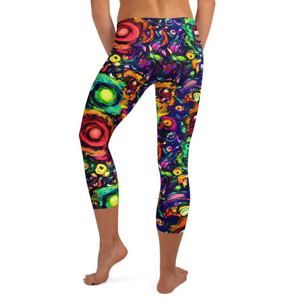 Neon Surreal on Capri Leggings — Back