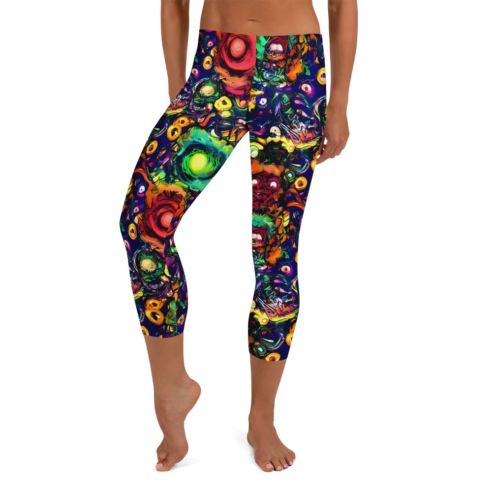 Neon Surreal on Capri Leggings — Front