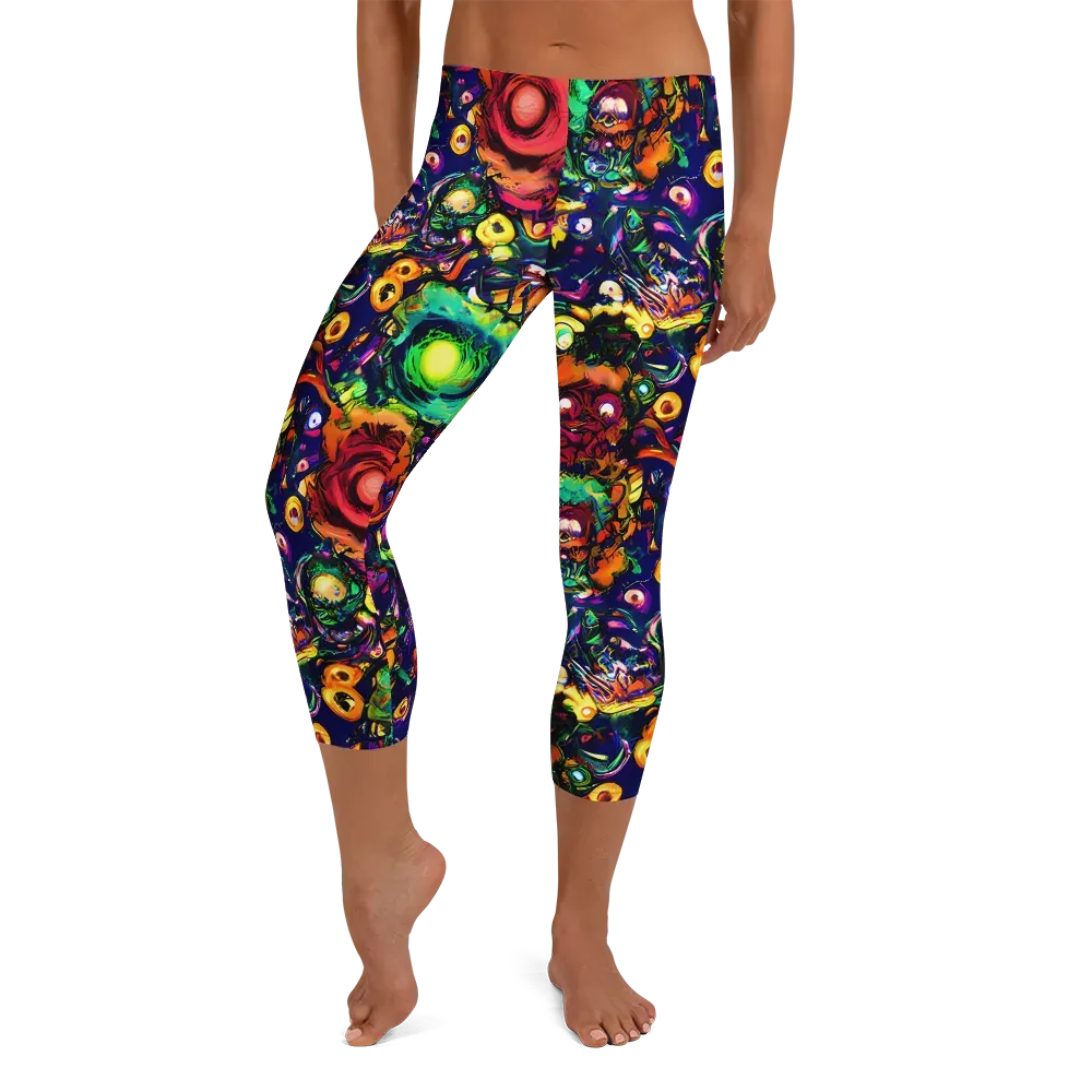 Neon Surreal on Capri Leggings — Front