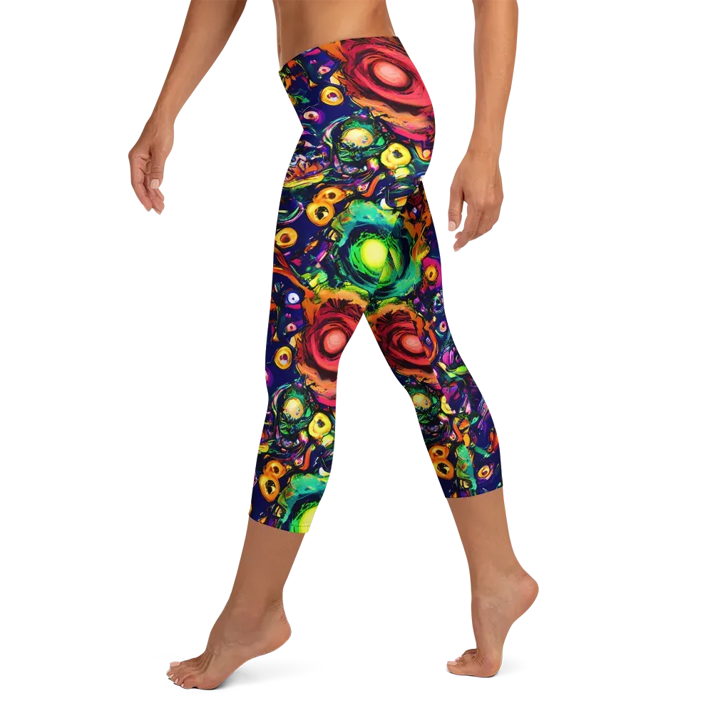Neon Surreal on Capri Leggings — Left