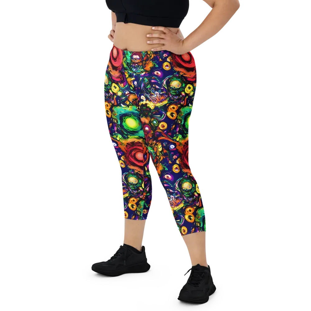 Neon Surreal on Capri Leggings — Front