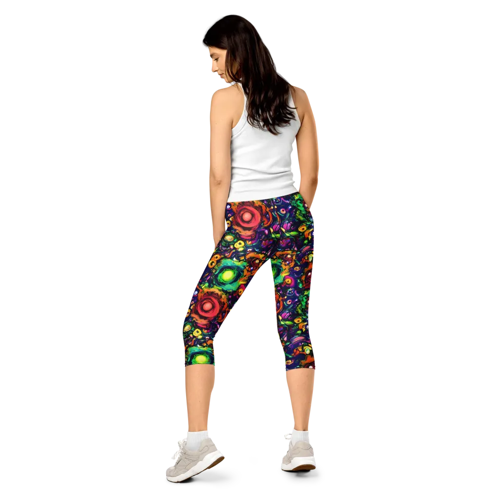 Neon Surreal on Capri Leggings — Back