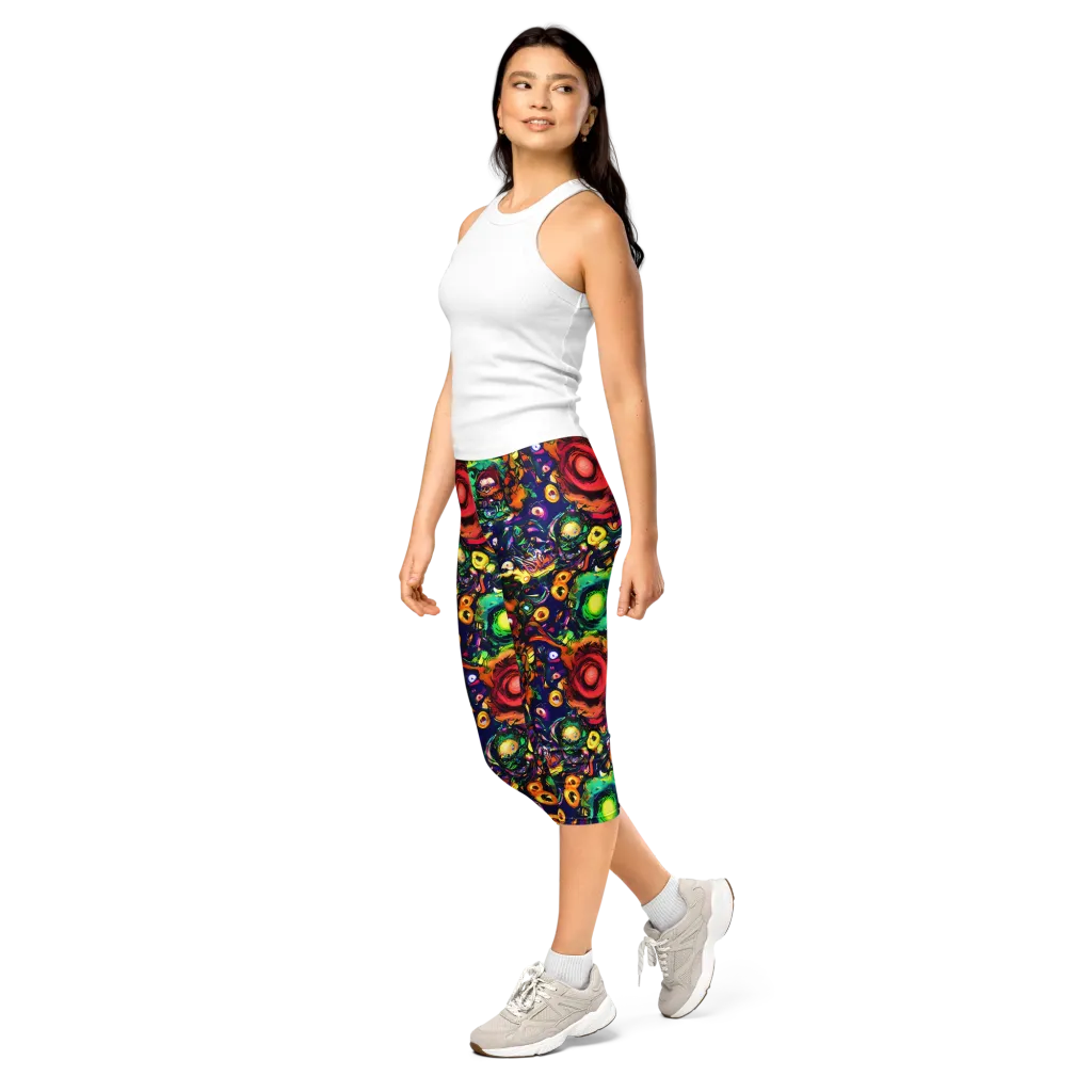 Neon Surreal on Capri Leggings — Left Front