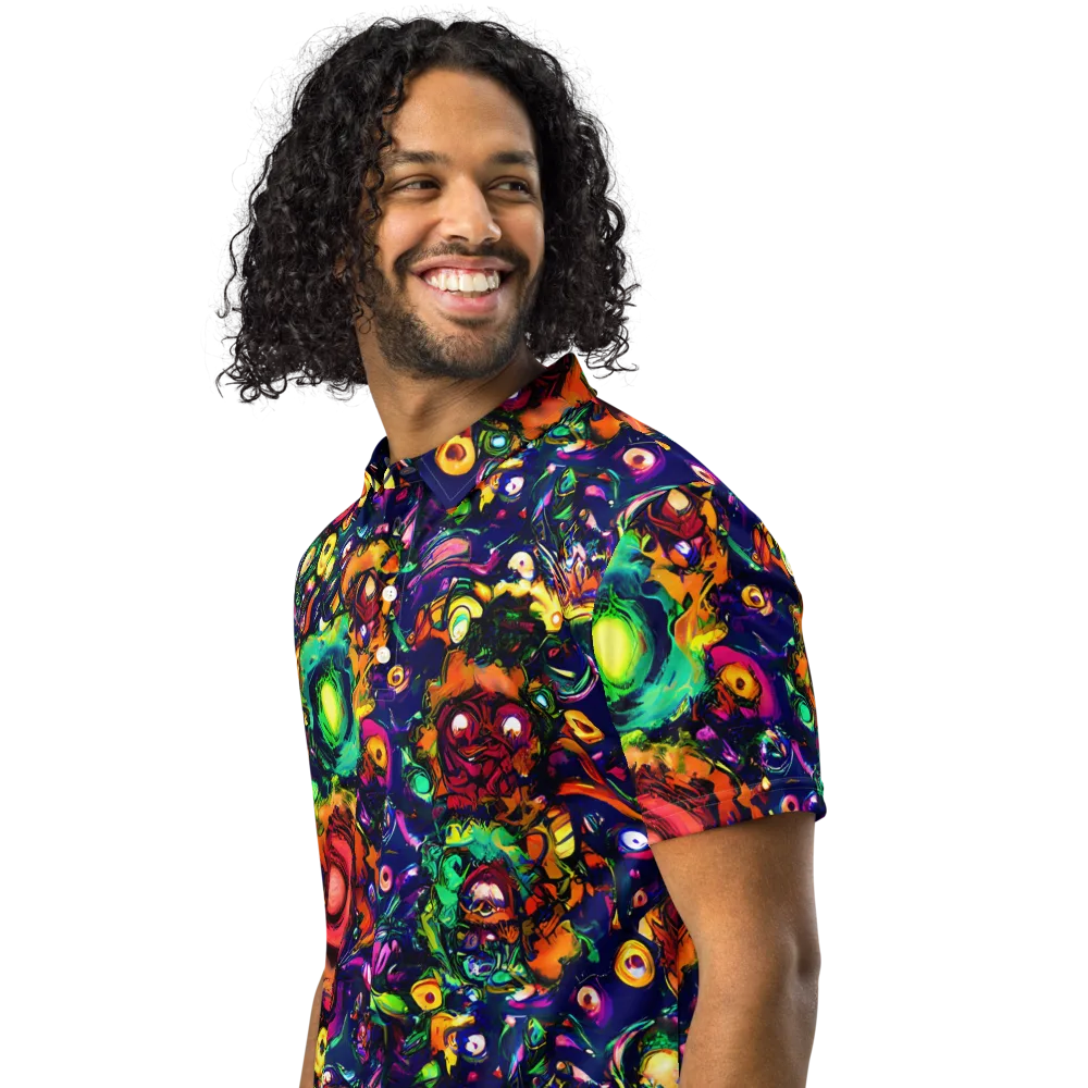 Neon Surreal on Men's Slim Fit Polo Shirt — Left Front