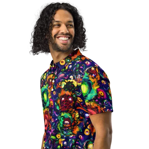 Neon Surreal on a Men's Slim Fit Polo Shirt