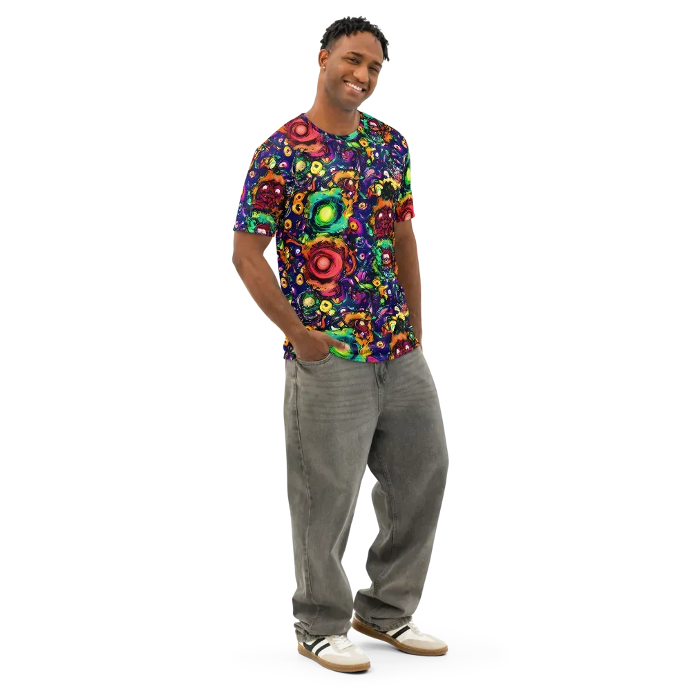 Neon Surreal on Men's Cotton Crew Neck T-Shirt — Right Front