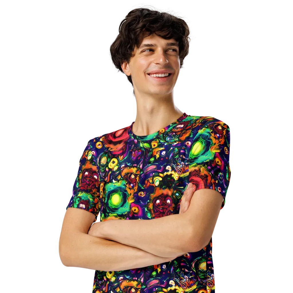 Neon Surreal on Men's Crew Neck T-Shirt — Left Front
