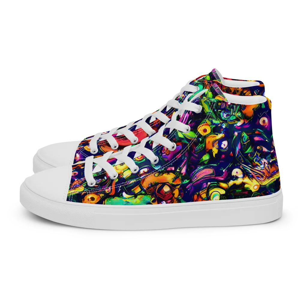Neon Surreal on Men's High Top Canvas Shoes — Left