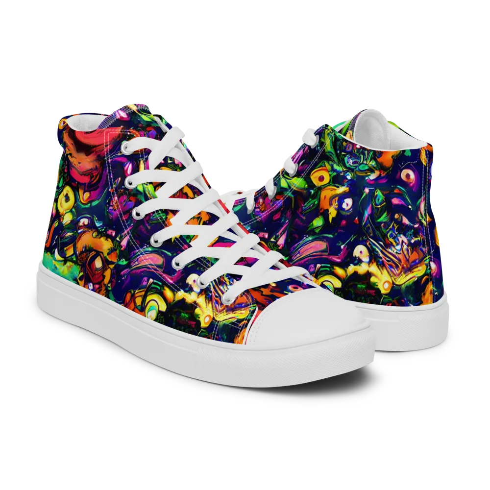 Neon Surreal on Men's High Top Canvas Shoes — Right