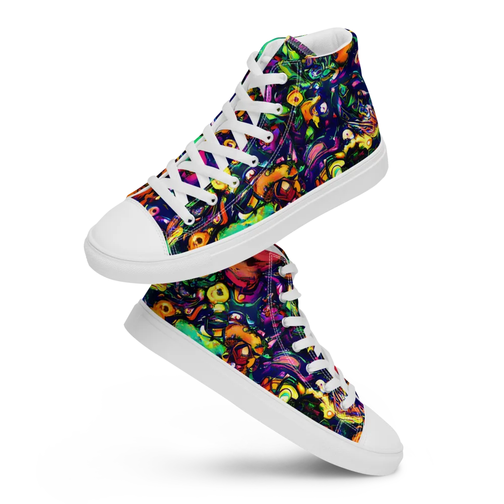 Neon Surreal on Men's High Top Canvas Shoes — Front