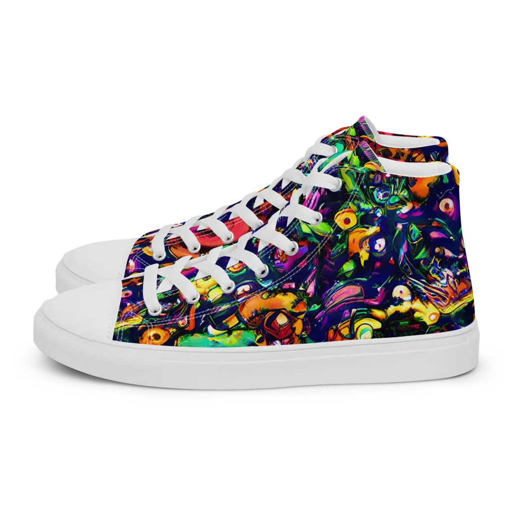 Neon Surreal on Women's High Top Canvas Shoes — Left