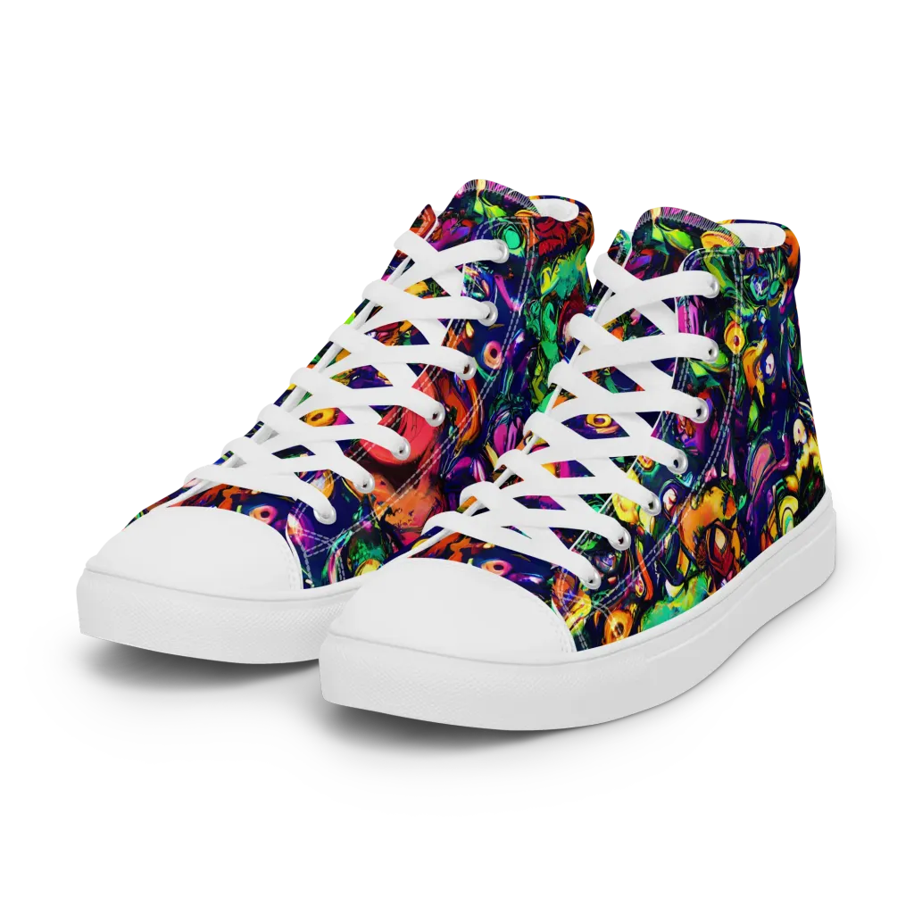 Neon Surreal on Women's High Top Canvas Shoes — Left Front