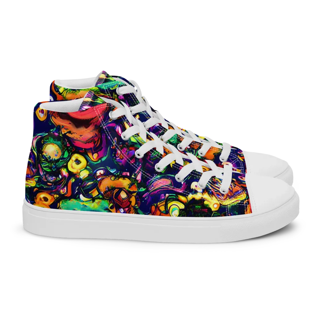 Neon Surreal on Women's High Top Canvas Shoes — Right