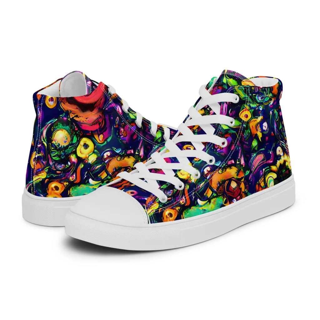 Neon Surreal on Women's High Top Canvas Shoes — Left