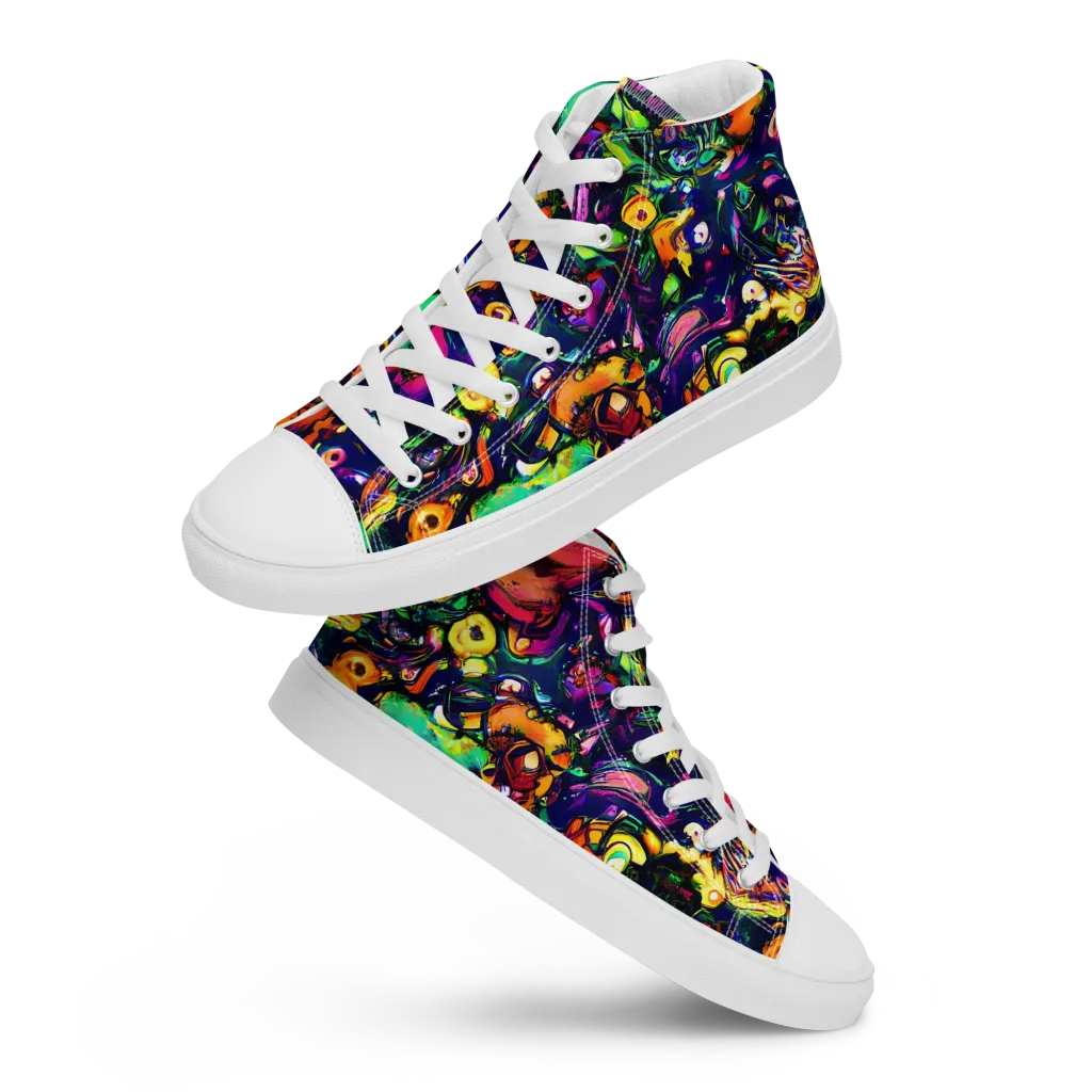Neon Surreal on Women's High Top Canvas Shoes — Front
