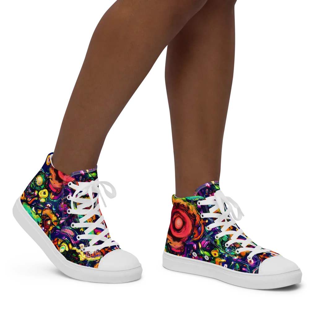Neon Surreal on Women's High Top Canvas Shoes — Right