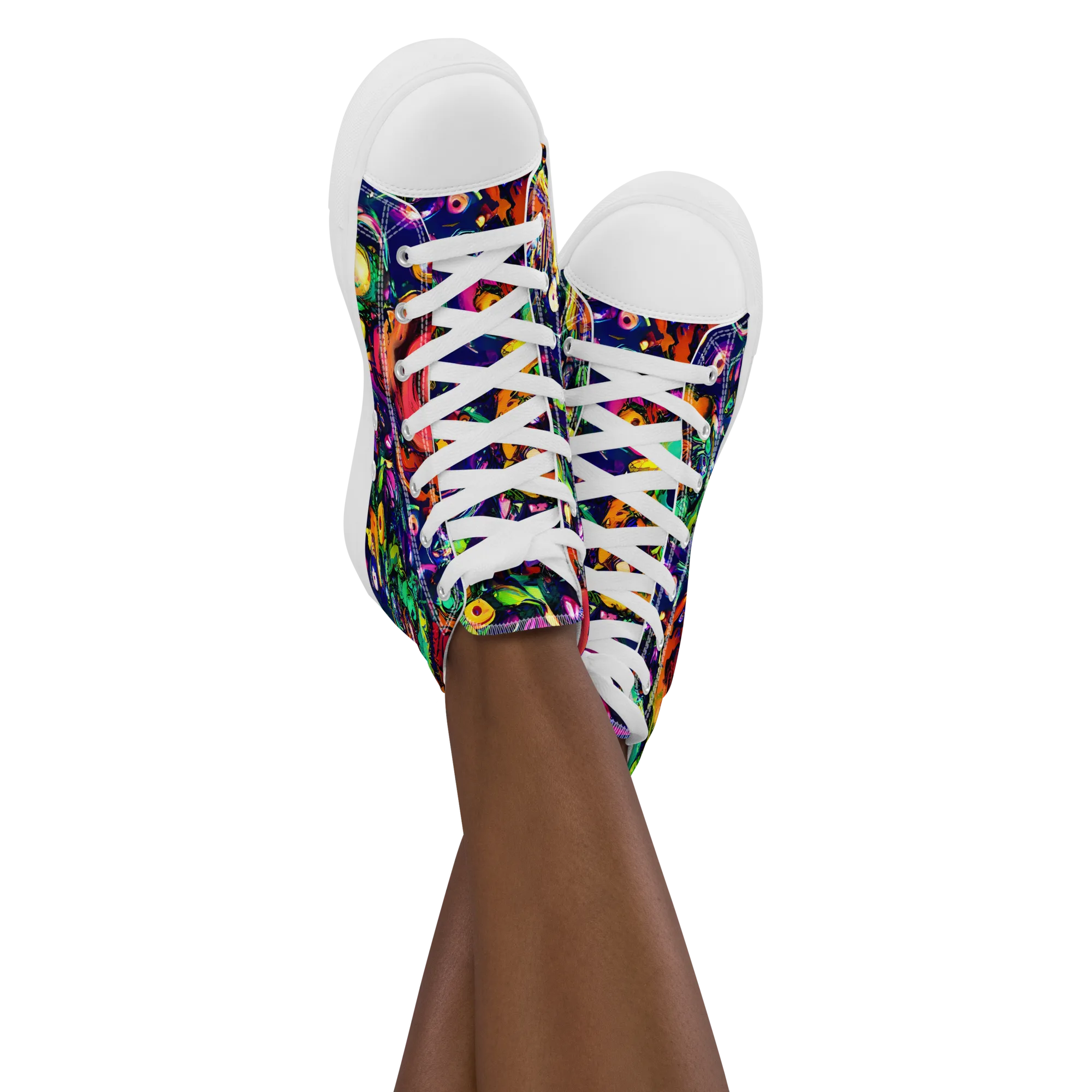Neon Surreal on Women's High Top Canvas Shoes — Front