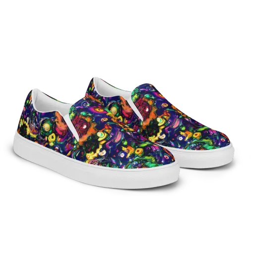 Neon Surreal on a Men's Slip-On Canvas Shoes