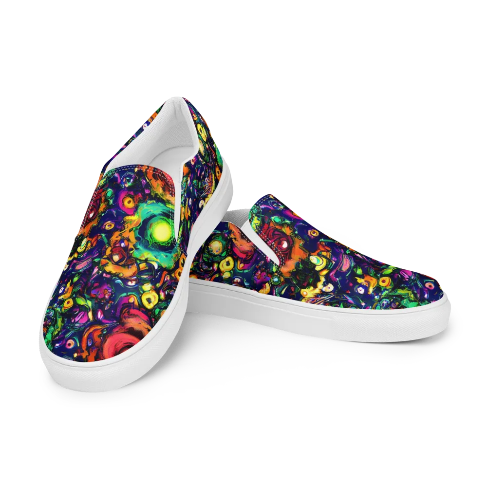 Neon Surreal on Men's Slip-On Canvas Shoes — Left Front