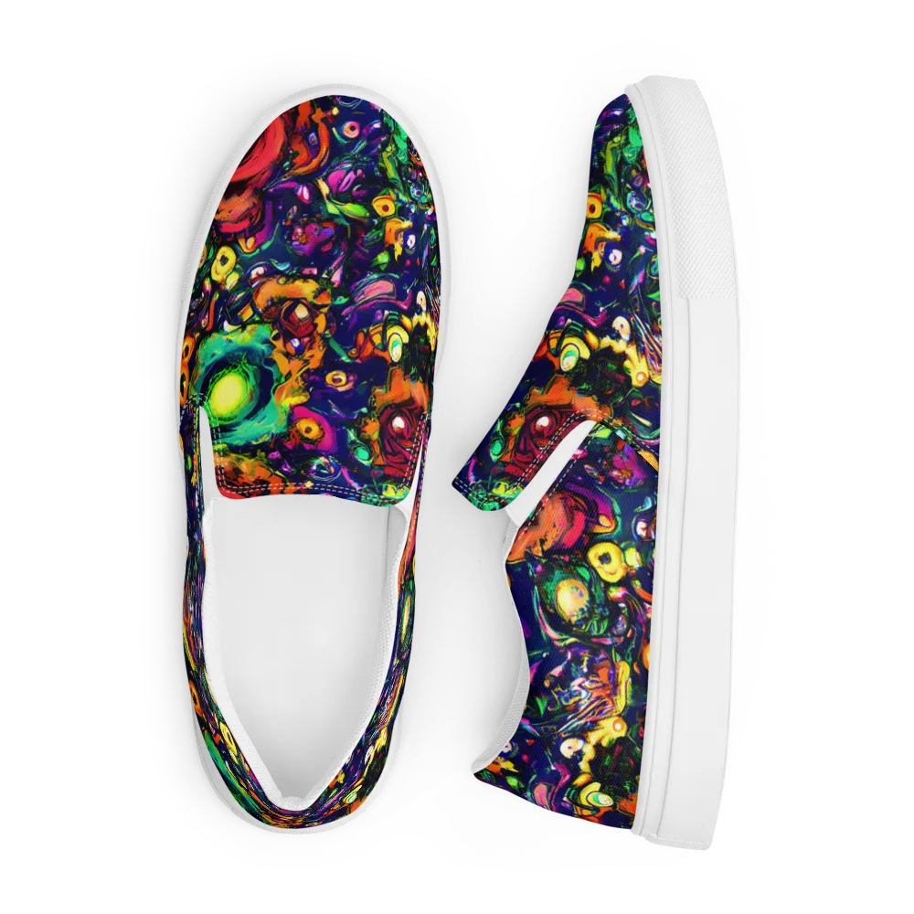 Neon Surreal on Men's Slip-On Canvas Shoes — Front