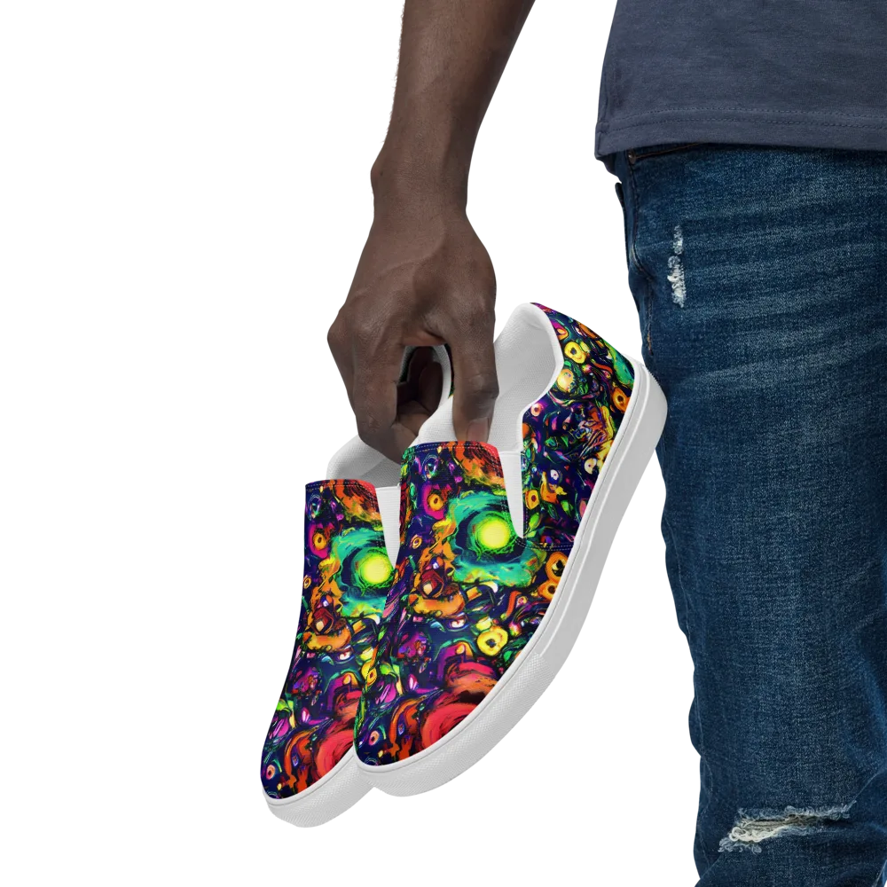 Neon Surreal on Men's Slip-On Canvas Shoes — Left Front