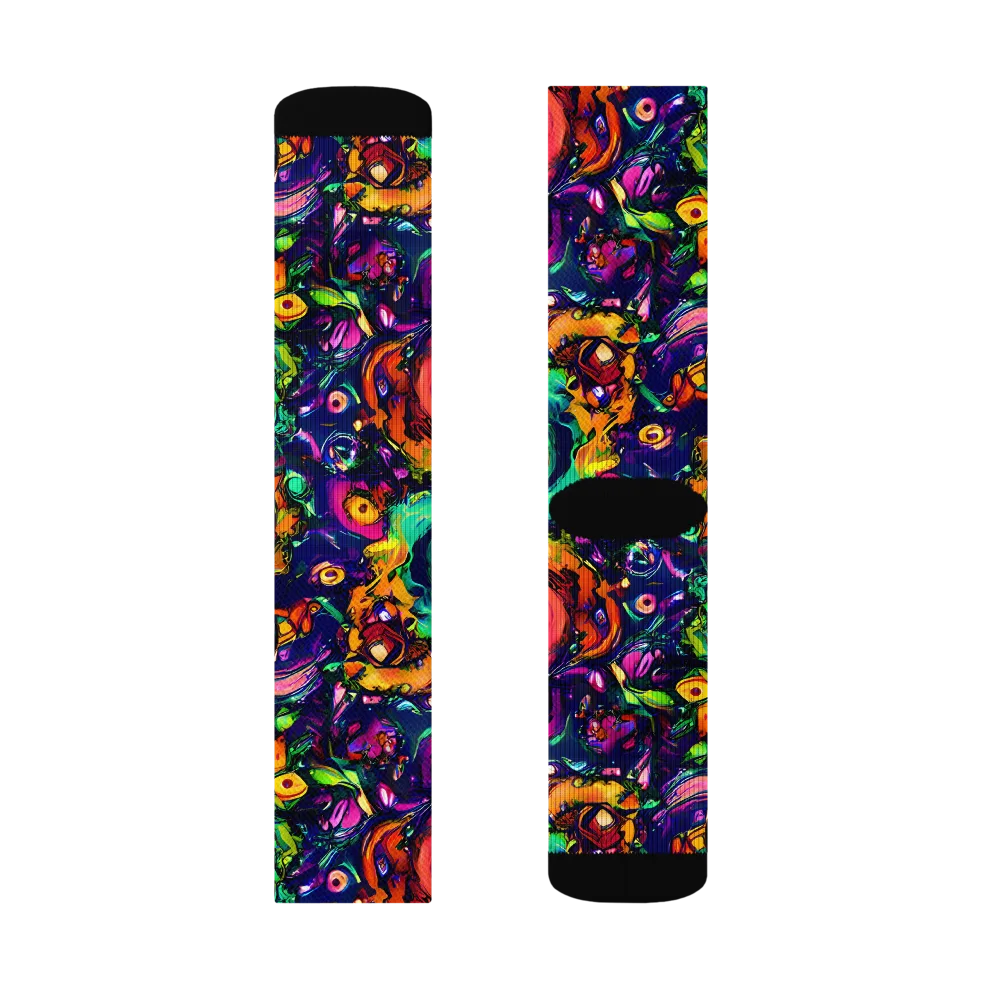 Neon Surreal on Socks — Right Sock