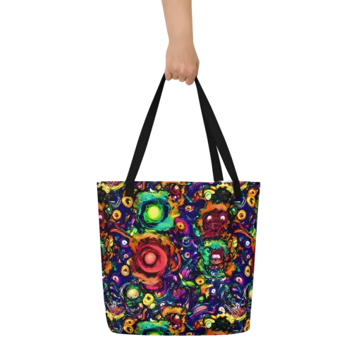 Neon Surreal on a Large Tote Bag W/ Pocket