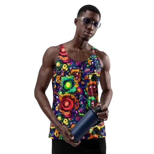 Neon Surreal on a Men's Tank Top