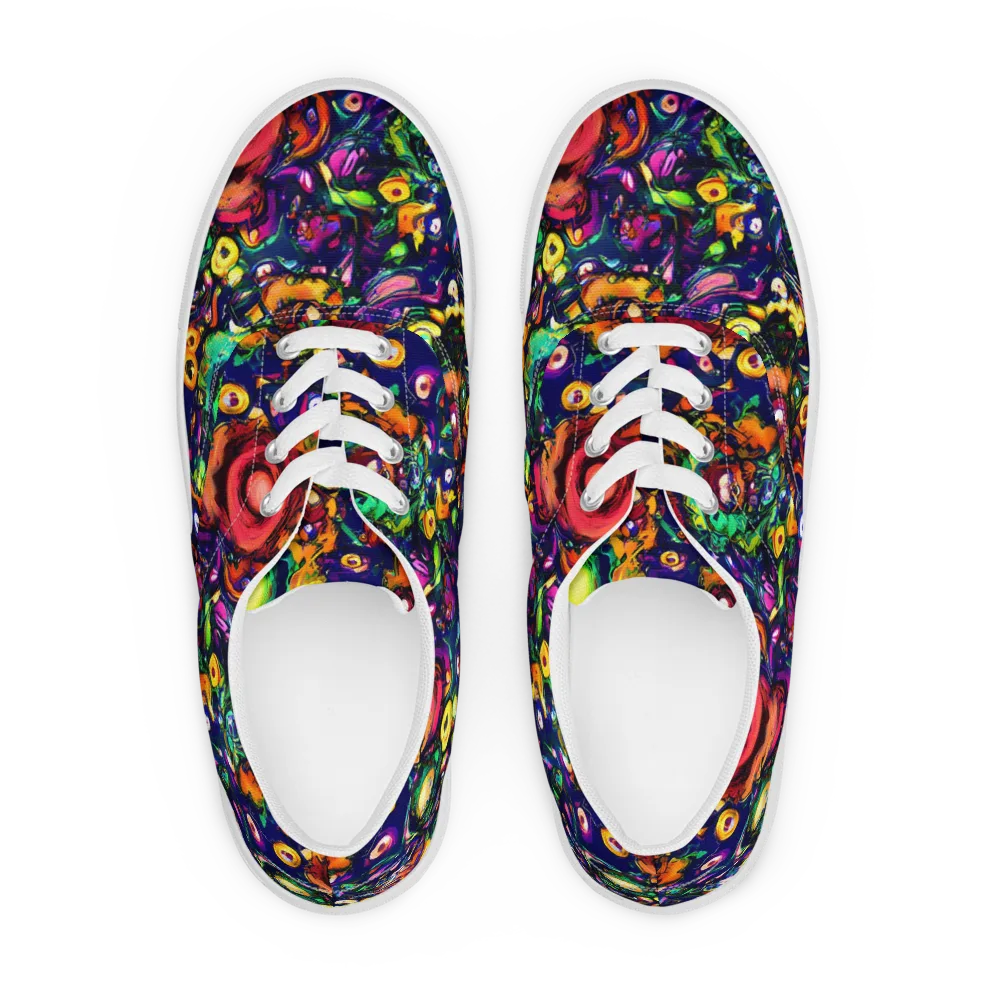 Neon Surreal on Men's Lace-Up Canvas Shoes — Front