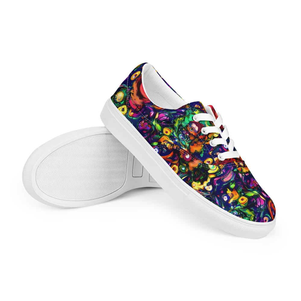 Neon Surreal on Men's Lace-Up Canvas Shoes — Right Front