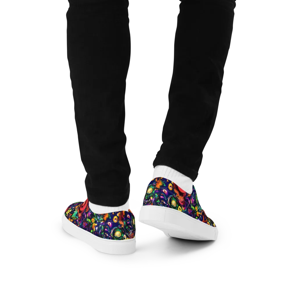 Neon Surreal on Men's Lace-Up Canvas Shoes — Back