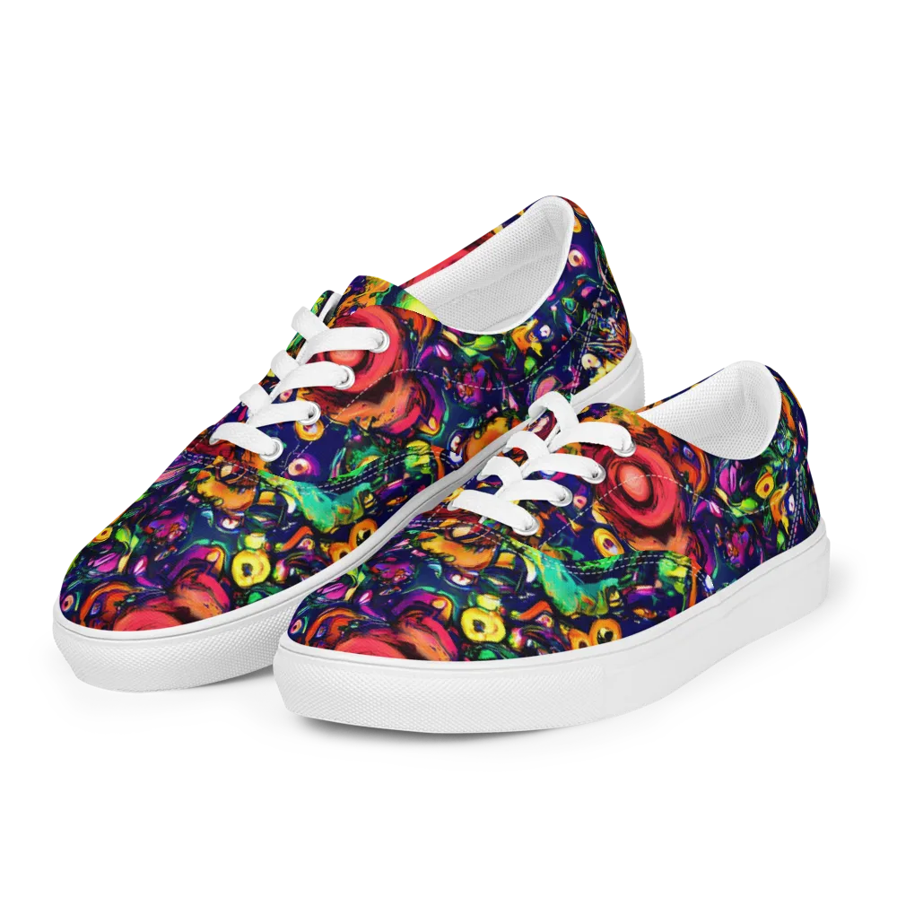 Neon Surreal on Men's Lace-Up Canvas Shoes — Left Front