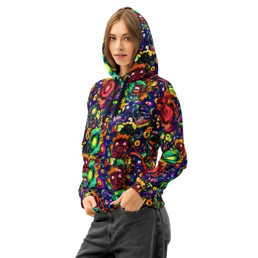 Neon Surreal on a Cotton Hoodie