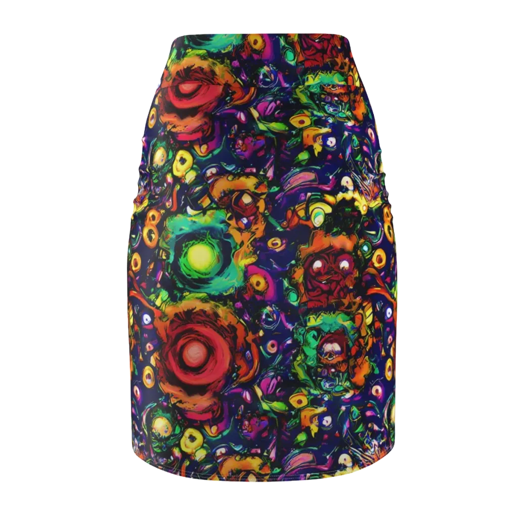 Neon Surreal on Pencil Skirt — Back
