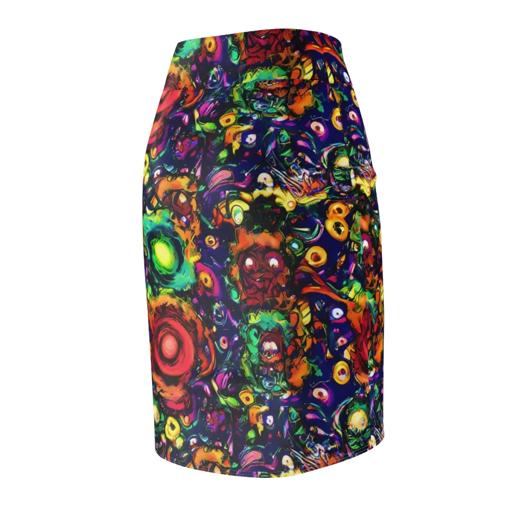 Neon Surreal on Pencil Skirt — Back Side