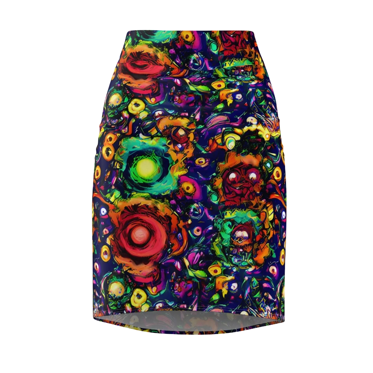Neon Surreal on Pencil Skirt — Front