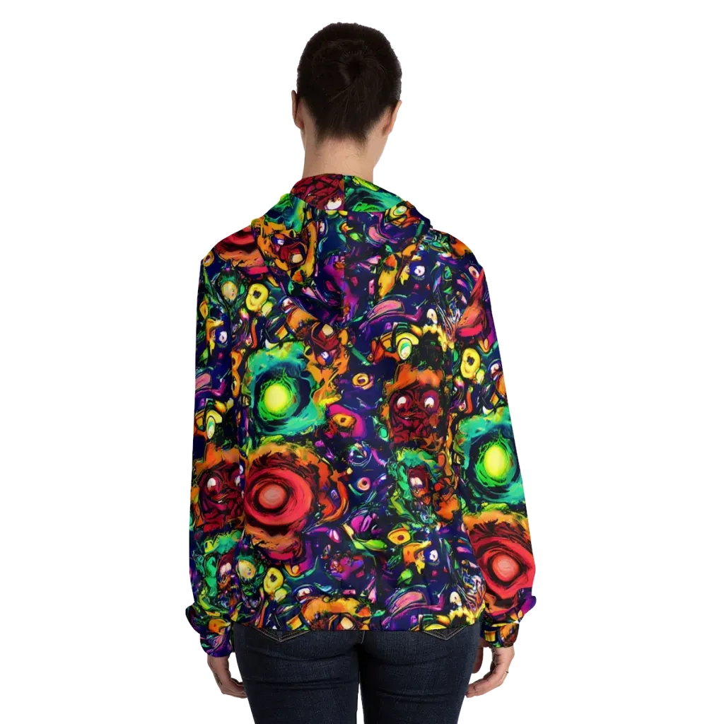 Neon Surreal on Women's Full-Zip Hoodie — Back On Person