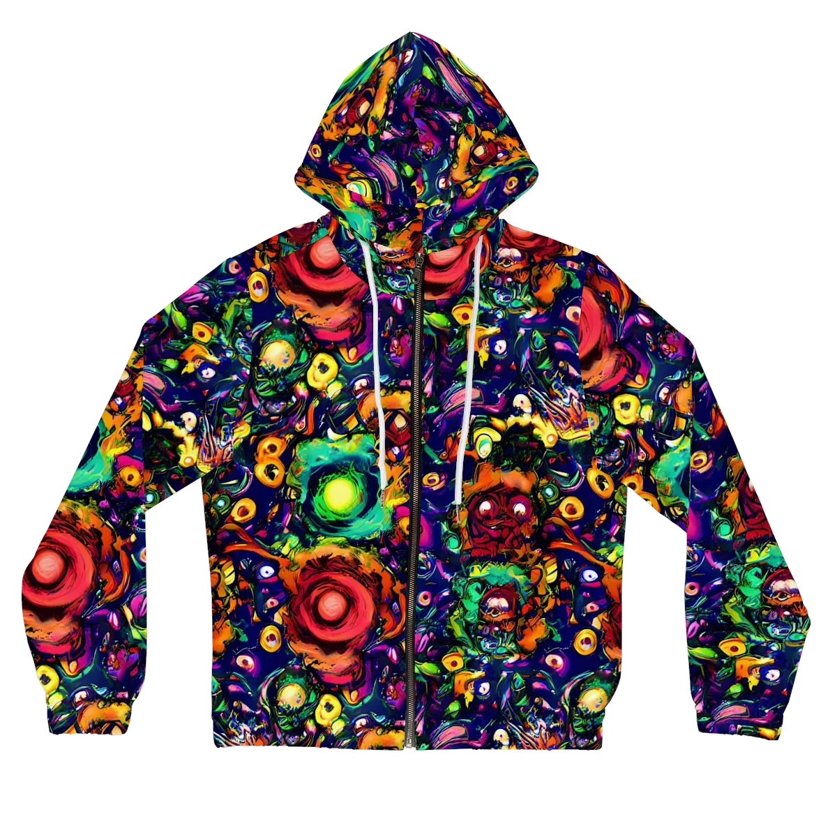 Neon Surreal on Women's Full-Zip Hoodie — Front