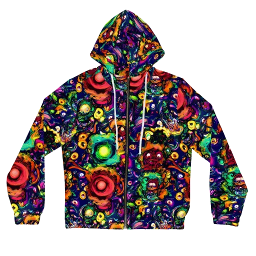 Neon Surreal on a Women's Full-Zip Hoodie