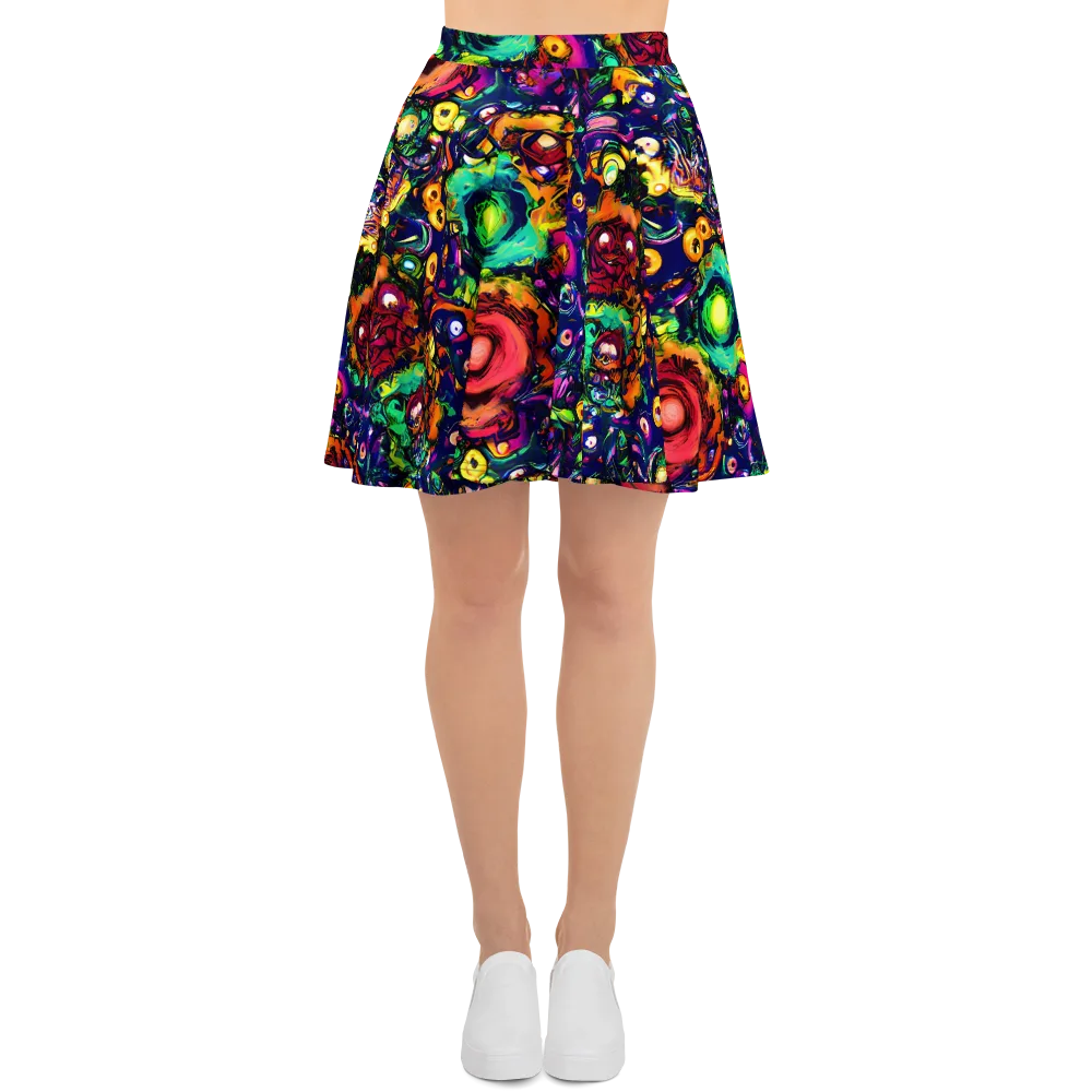 Neon Surreal on Skater Skirt — Front