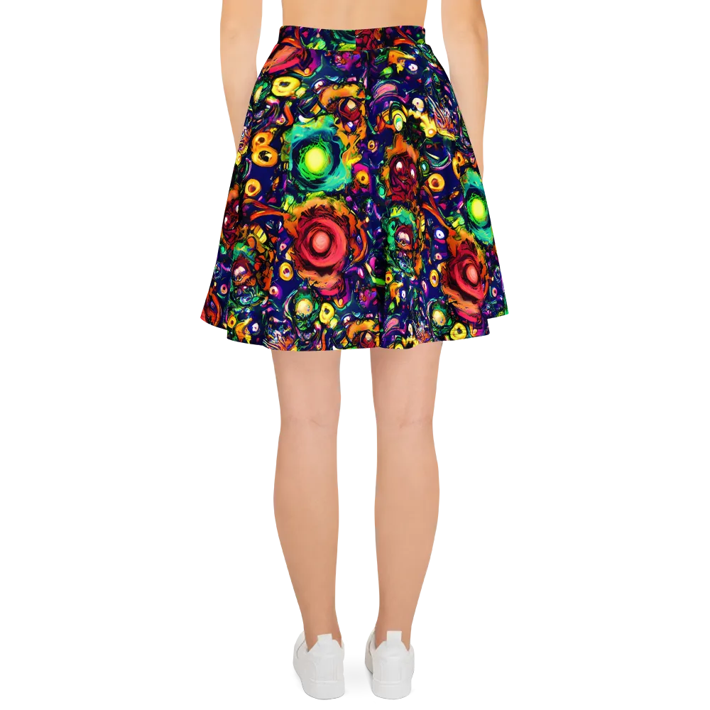 Neon Surreal on Skater Skirt — Back