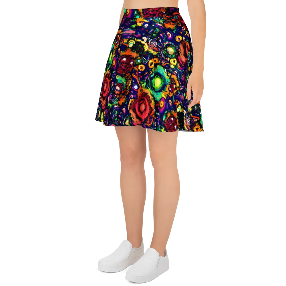 Neon Surreal on Skater Skirt — Left