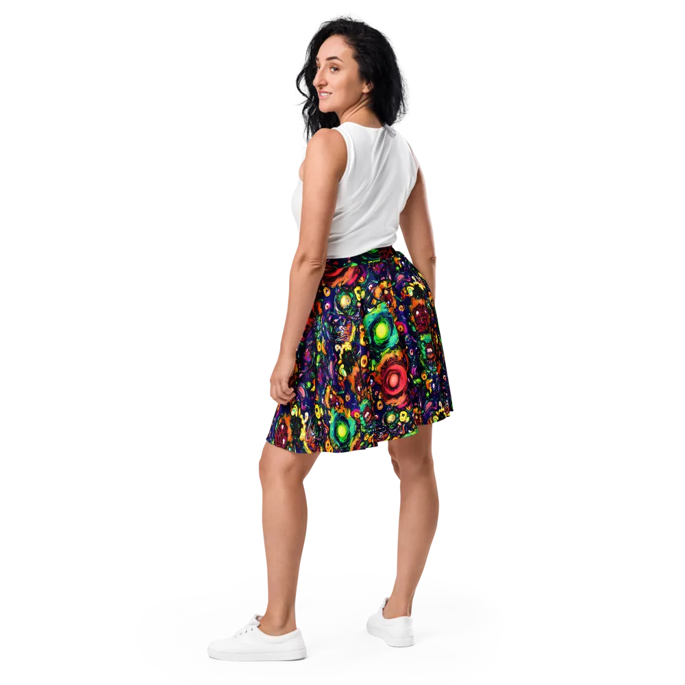 Neon Surreal on Skater Skirt — Back